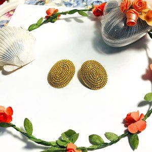 Estelle By Normak Gold Plated Round Earring Studs with Orb Textures